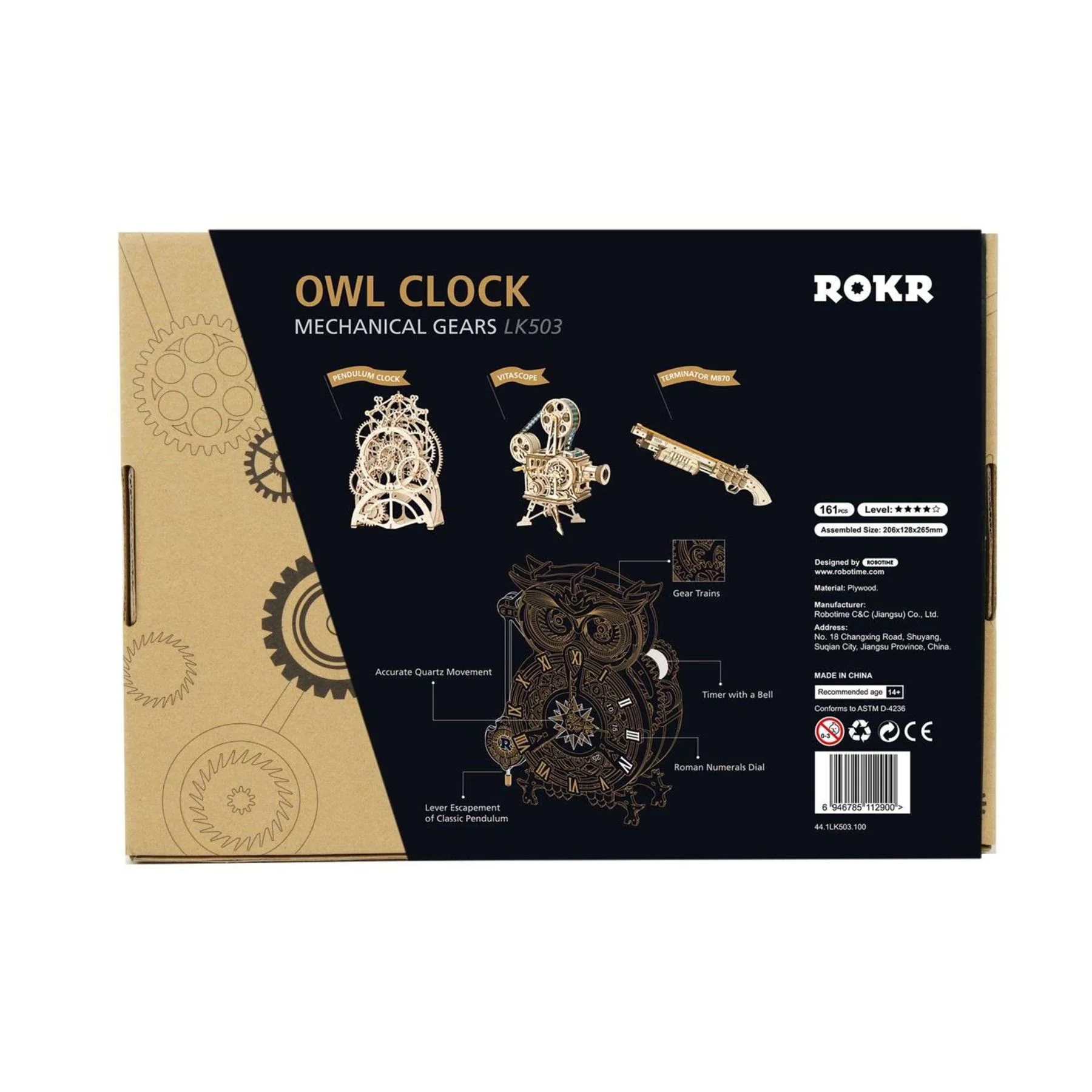 Robotime ROKR Owl Clock Building Kit - Image 3