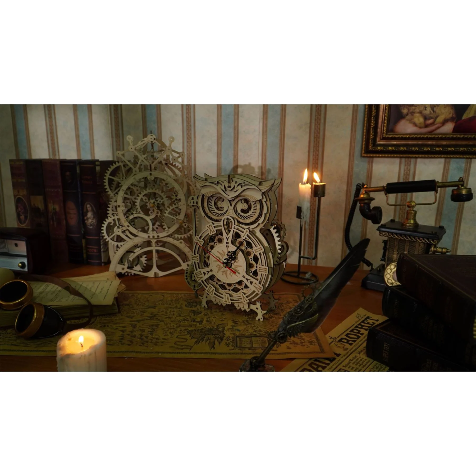 Robotime ROKR Owl Clock Building Kit - Image 4