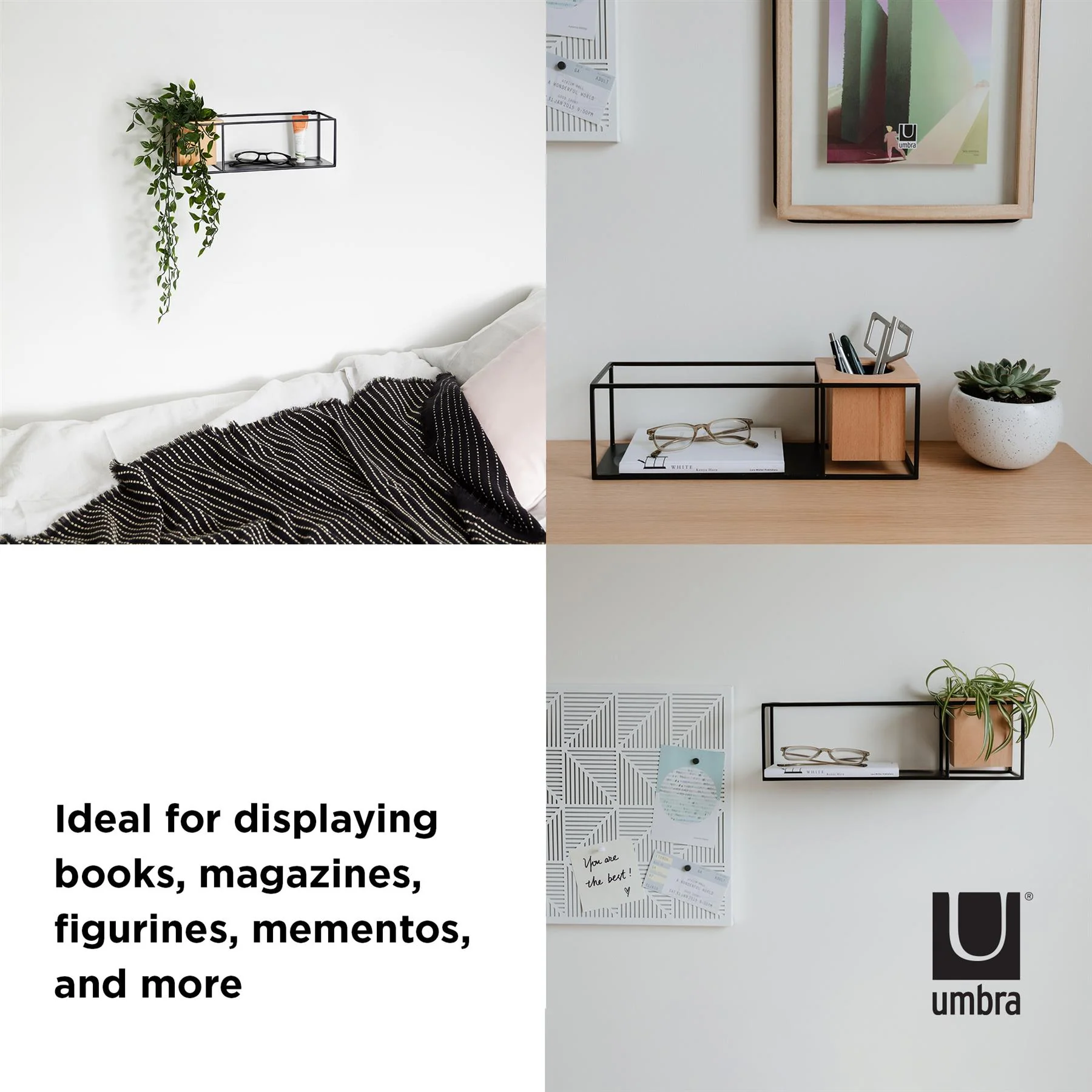 Umbra Cubist Wall Display Shelf with Wooden Container - Image 10