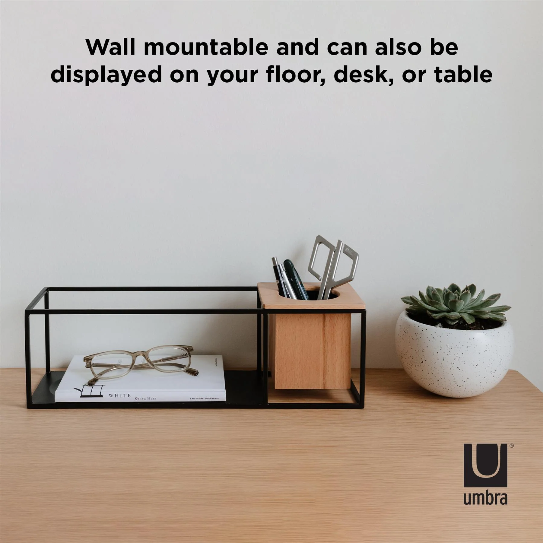 Umbra Cubist Wall Display Shelf with Wooden Container - Image 12