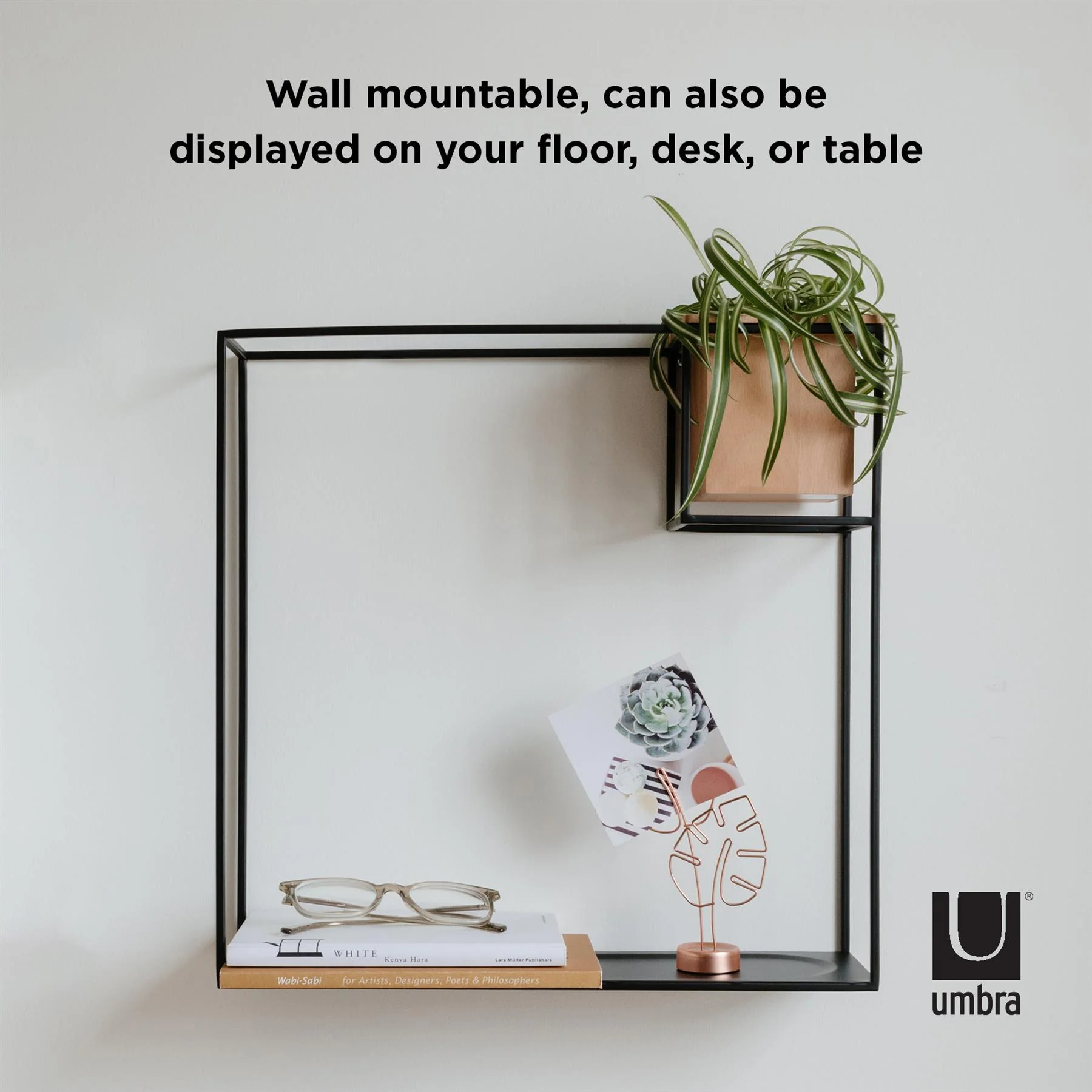 Umbra Cubist Wall Display Shelf with Wooden Container - Image 15