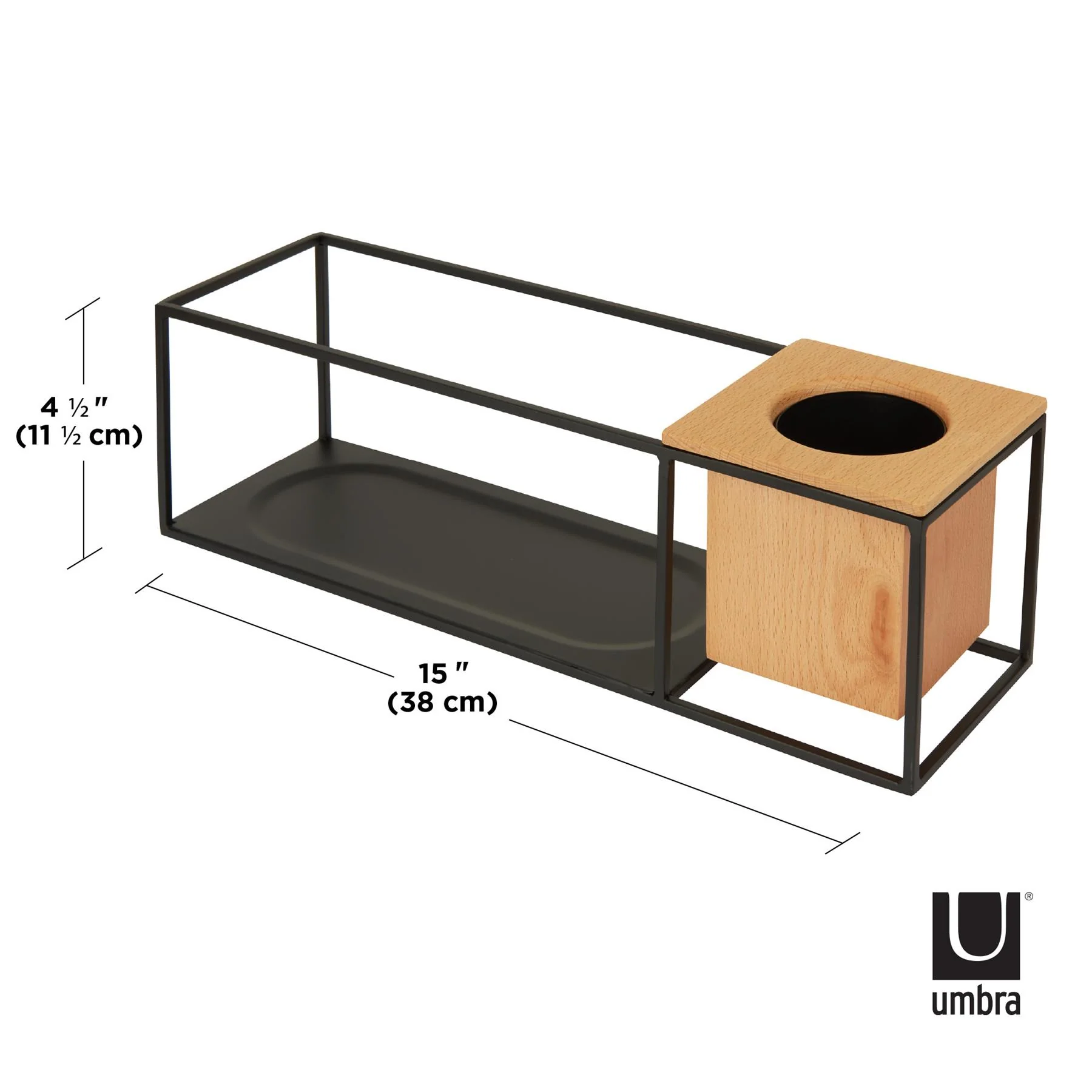 Umbra Cubist Wall Display Shelf with Wooden Container - Image 3