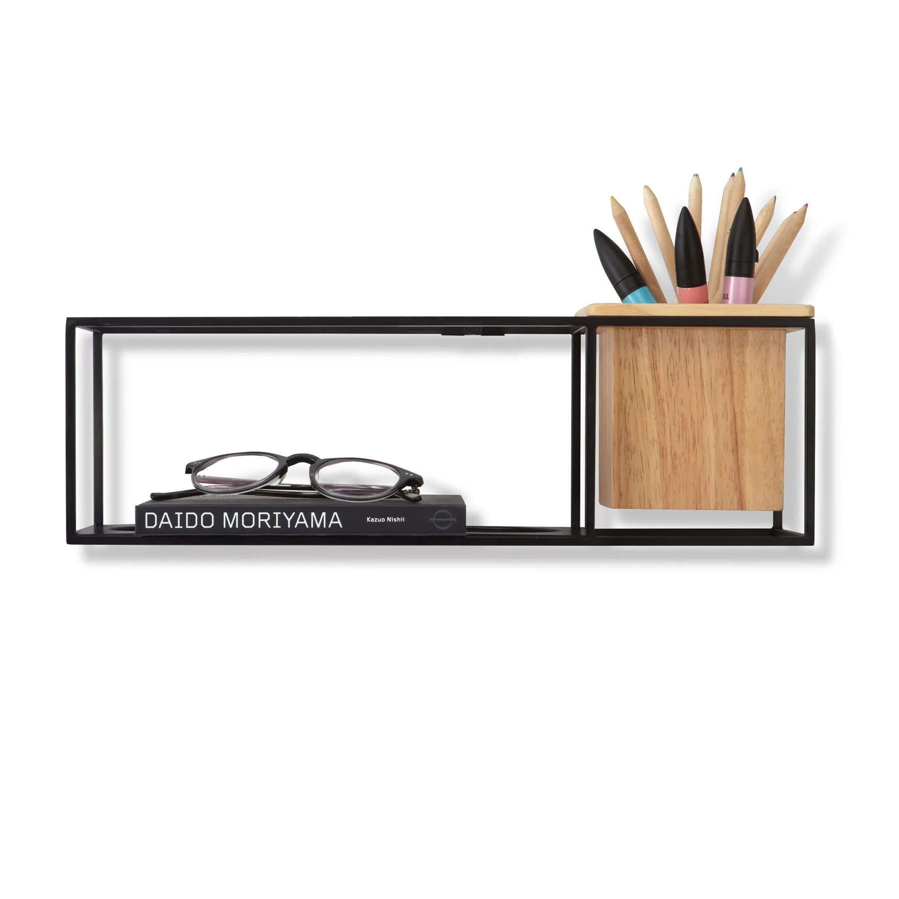 Umbra Cubist Wall Display Shelf with Wooden Container - Image 4