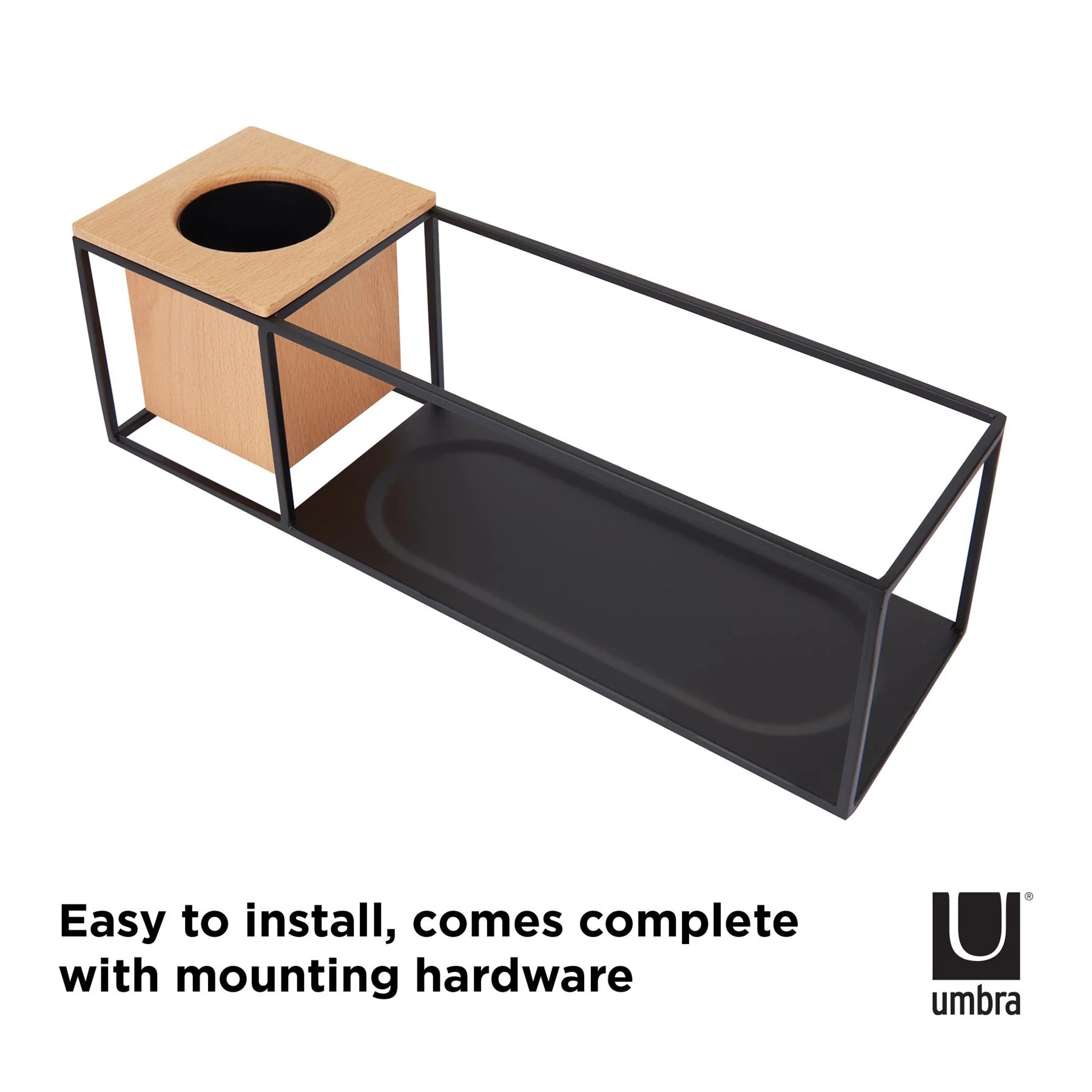 Umbra Cubist Wall Display Shelf with Wooden Container - Image 9