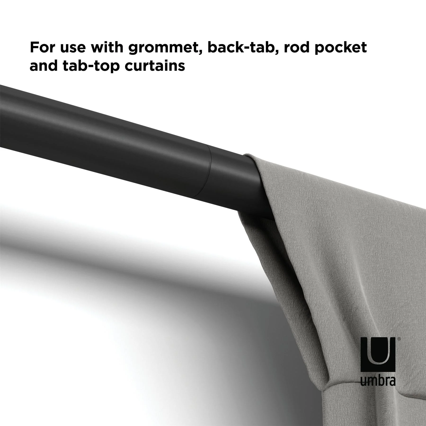 Umbra Zen Rod 81cm to 325cm Matte Black Curtain Pole - Image 3