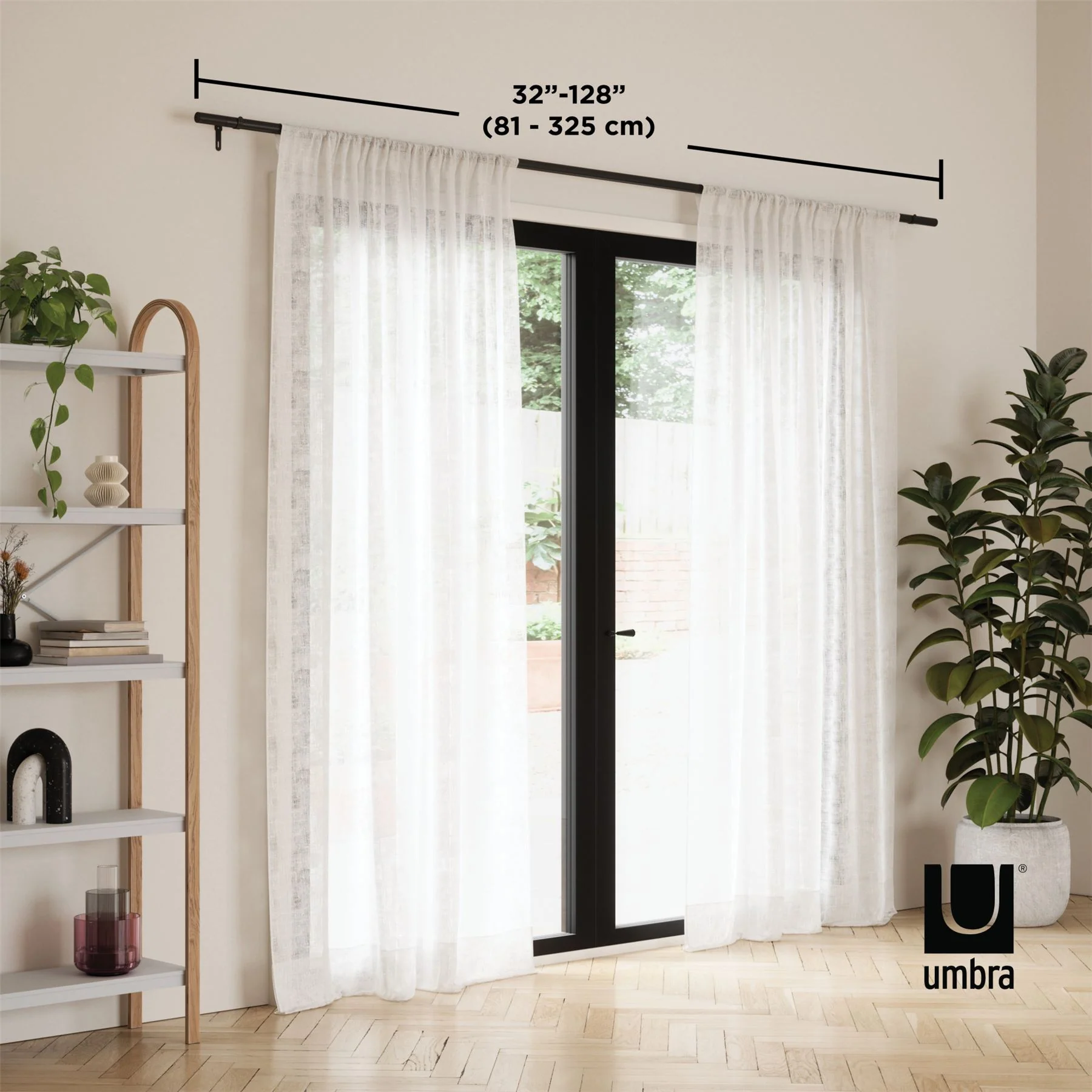 Umbra Zen Rod 81cm to 325cm Matte Black Curtain Pole - Image 7