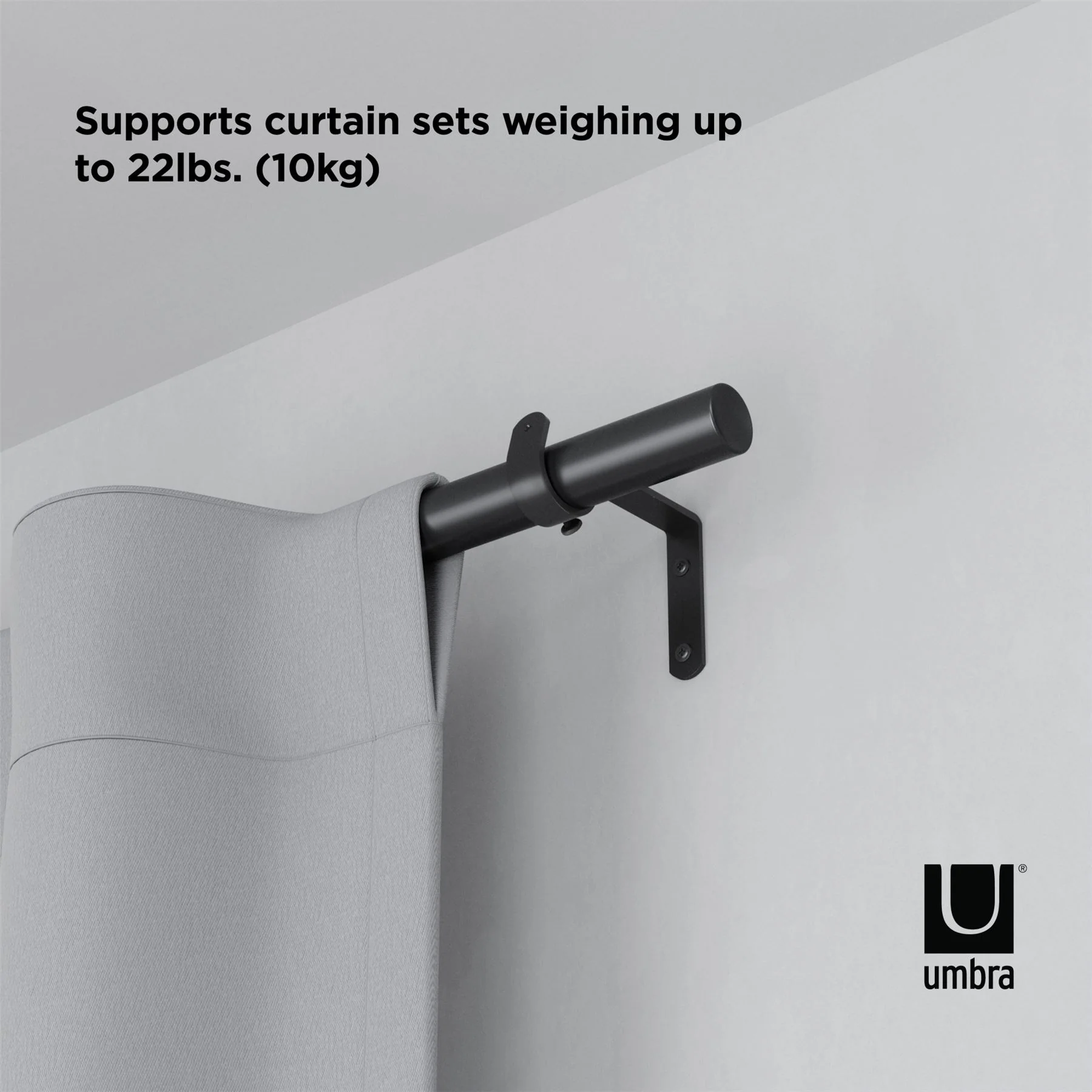 Umbra Zen Rod 81cm to 325cm Matte Black Curtain Pole - Image 8