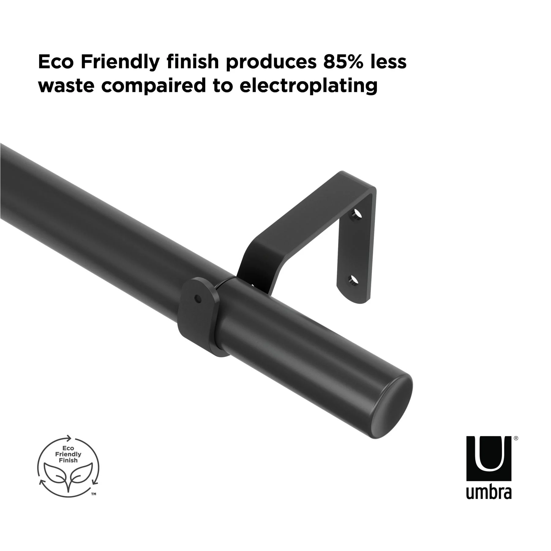 Umbra Zen Rod 81cm to 325cm Matte Black Curtain Pole - Image 9